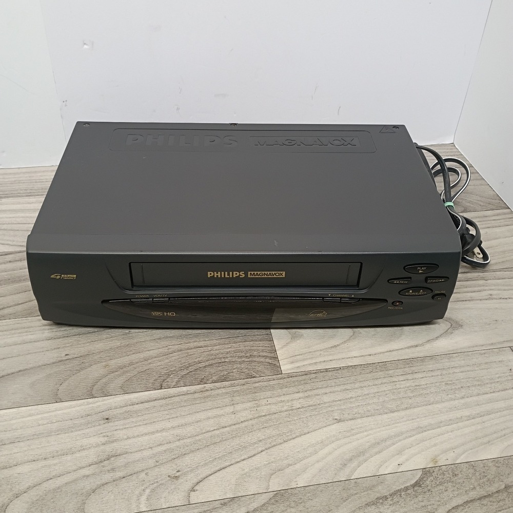 Philips Magnavox 4 Head VCR VHS Video Cassette Recorder In Black NO REMOTE